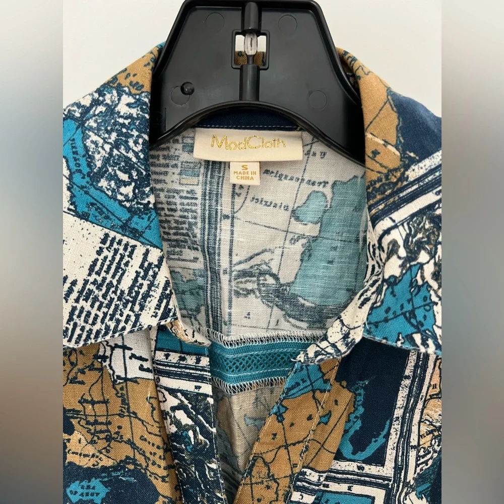 Modcloth Map Print Romper NWOT - Picture 3 of 4